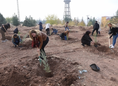 Kadına yönelik şiddete dikkat çekmek amacıyla fidan dikim etkinliği yapıldı