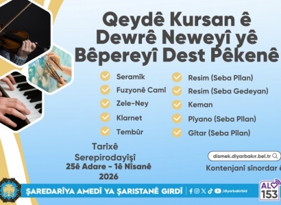 Qeydê Kursanê Huner û Muzîkî yê Bêpereyî Dest Pê Kenê