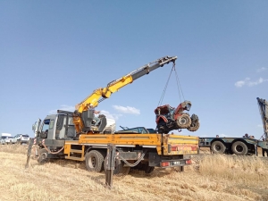 Çınar’daki kazada uçuruma devrilen traktör çıkarıldı