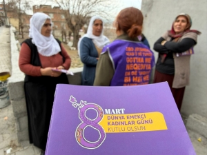 8 Mart &ccedil;alışmaları: 600 ev ziyaret edildi, pazarda broş&uuml;r dağıtıldı